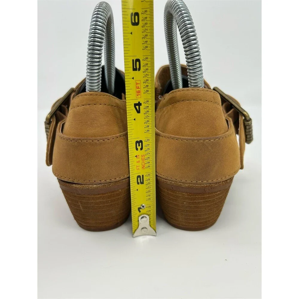 Sofft Ankle Booties Brown Tan Camel Side Zip Buckle Strap Round Toe Block Size 6